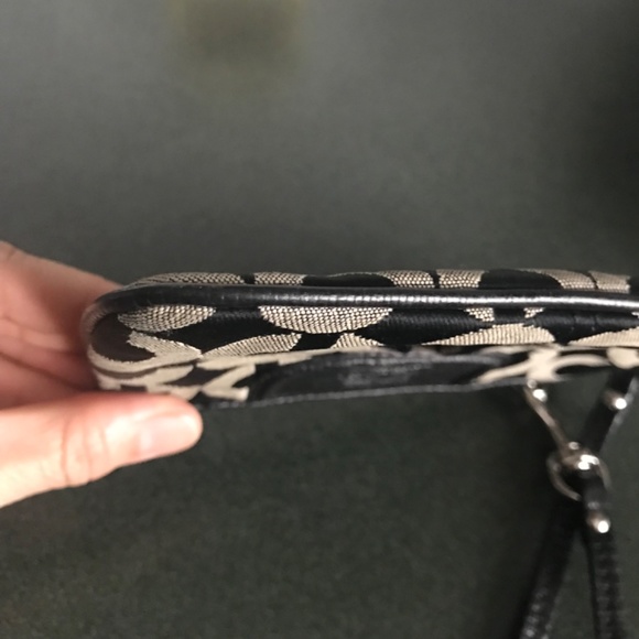 Coach Black Canvas Leather Wristlet - Picture 7 of 16